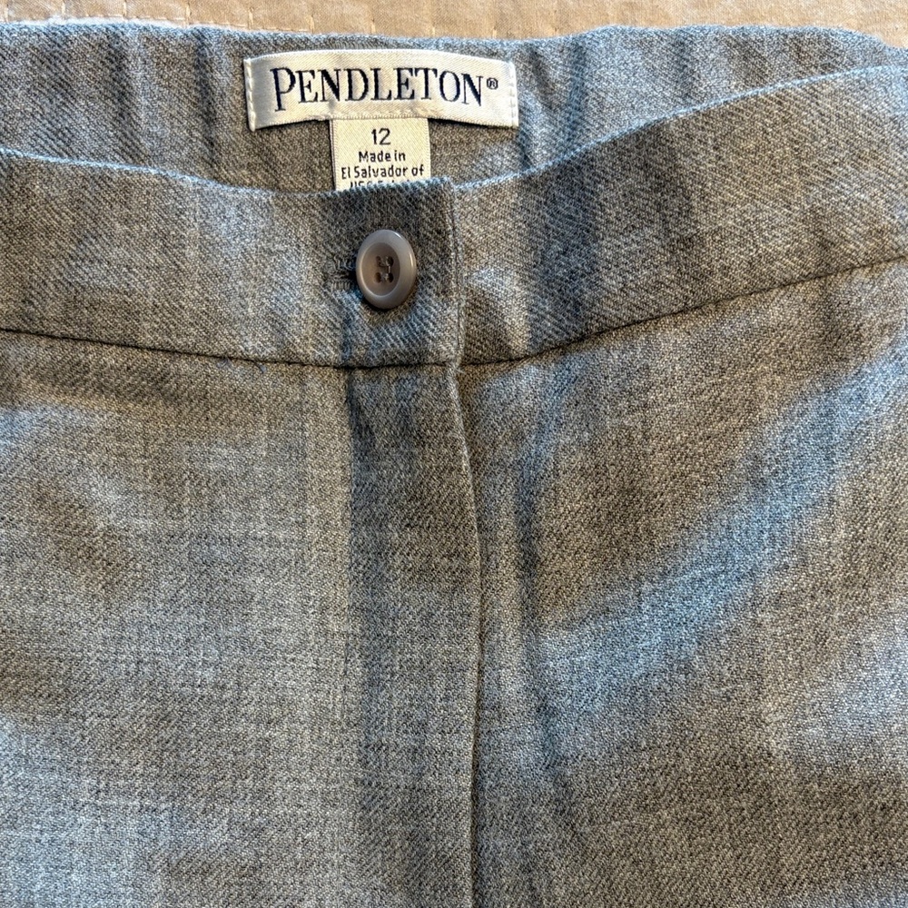 Pendleton Gray 100% Virgin Wool Women's Tailored Dress Pants in Medium Gray, 12